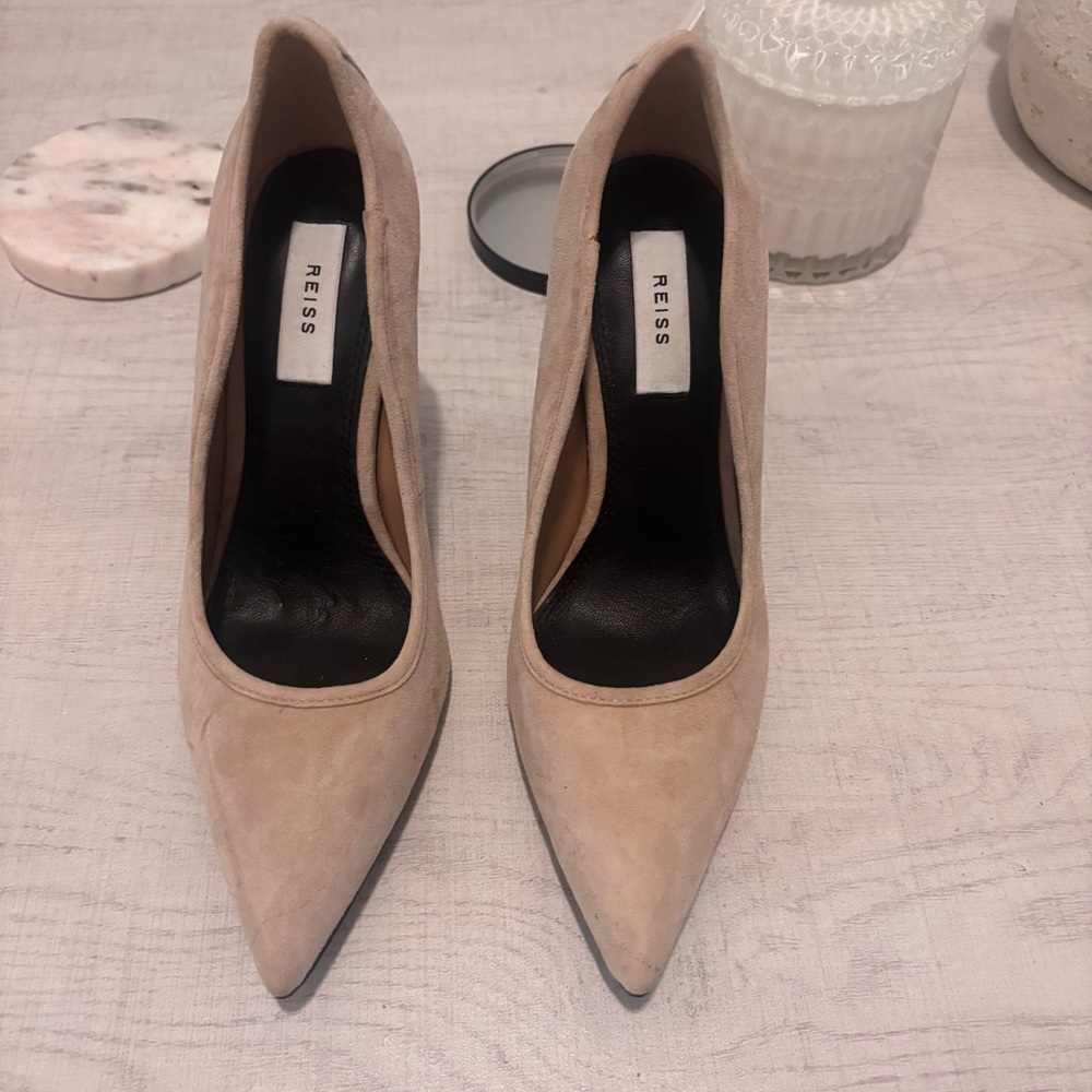 Reiss Nude Suede Pointed Heels